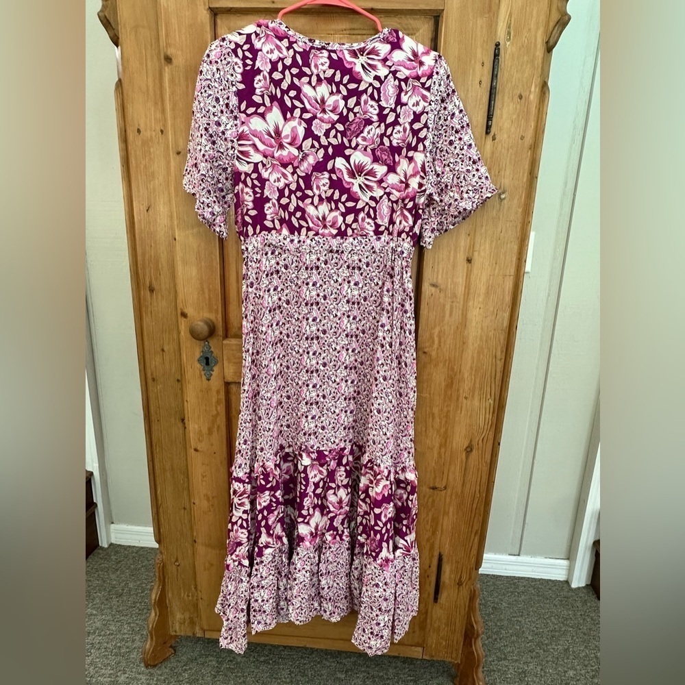 R Vivimos Dress Purple Tiered Floral Cottagecore Rimantic Feminine Size Small - Picture 2 of 11